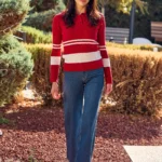 Polo Yaka Fitilli Triko Kazak - Kırmızı