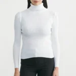 Tam Balıkçı Fitilli Basic Triko Kazak - Beyaz