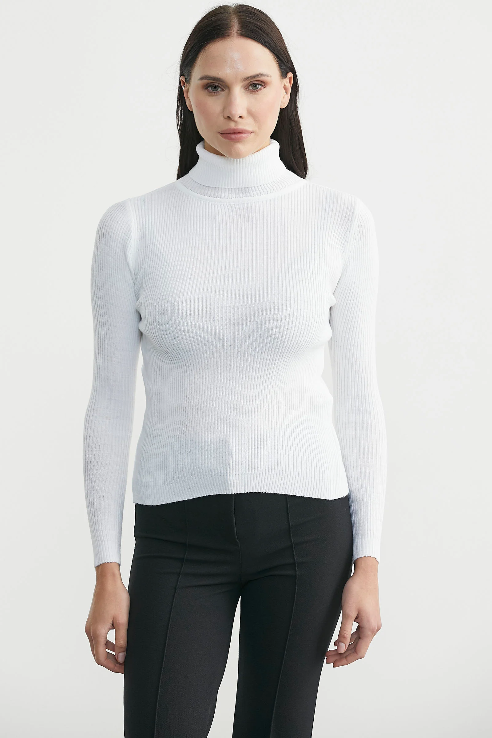 tam-balikci-fitilli-basic-triko-kazak-beyaz-49201 Tam Balıkçı Fitilli Basic Triko Kazak - Beyaz - Görsel 1